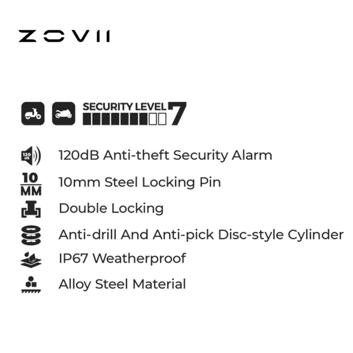 Cadeado de Disco c/ Alarme Zovii